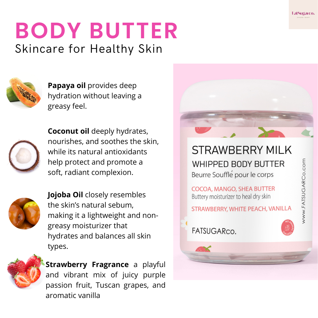Whipped Body Butter for Dry skin- Strawberry Milk
