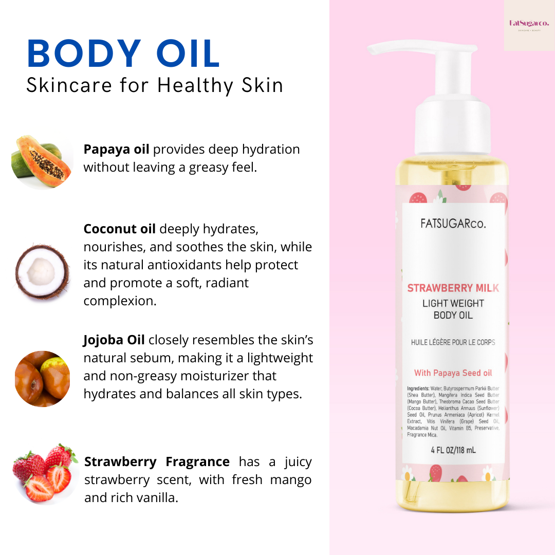 Summer Body Oil for Glowing Skin - Strawberry